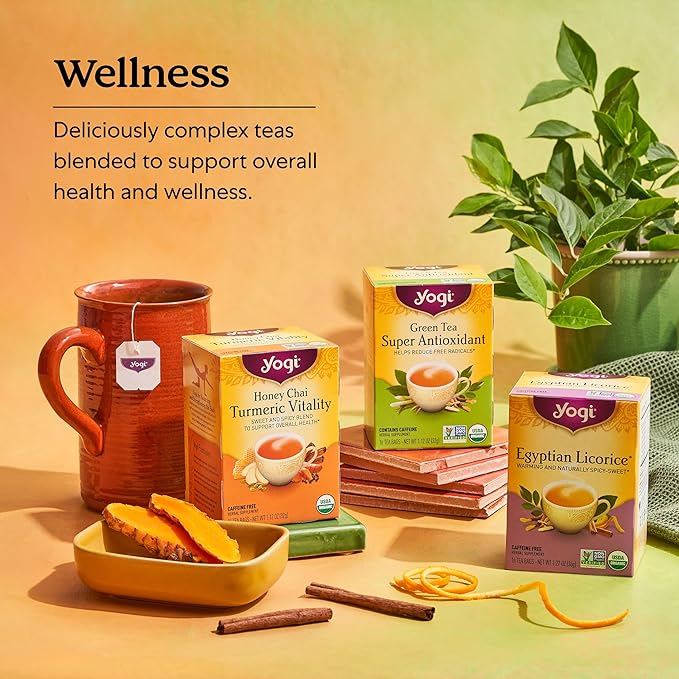 Yogi Tea Organic Raspberry Leaf Tea - 16 Tea Bags per Pack (4 Packs) - Caffeine-Free, Aids Discomfort of Menstruation - Made from Raspberry Leaves - Bloomnest