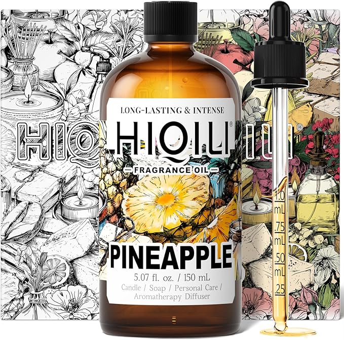 HIQILI Pineapple Fragrance Oil for Diffuser, Soaps, Bath Bombs, Candles Making, Bright Scents for Home, Car & Office - 5.07 Fl Oz HIQILI