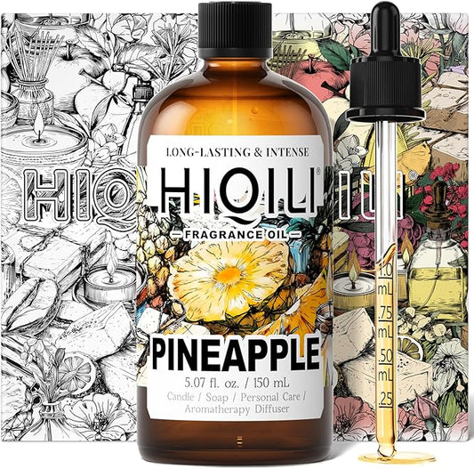 HIQILI Pineapple Fragrance Oil for Diffuser, Soaps, Bath Bombs, Candles Making, Bright Scents for Home, Car & Office - 5.07 Fl Oz HIQILI