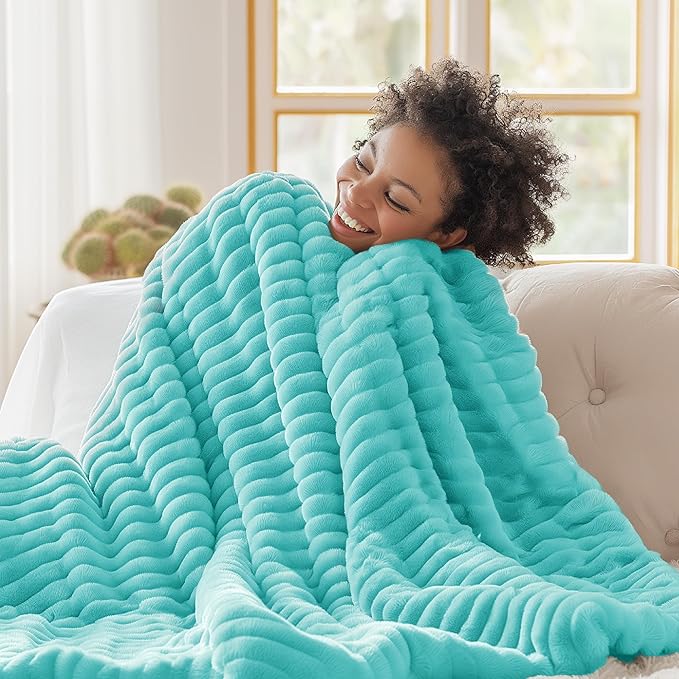Bedsure GentleSoft Blue Fog Fleece Blanket for Couch - Cozy Soft Blankets for Women, Cute Small Throws for Girls, 60x80 Inches - Bloomnest