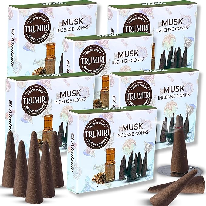 Musk Incense Cones - Total 60 Cones in Six Packs - Scented - Various Scents TRUMIRI