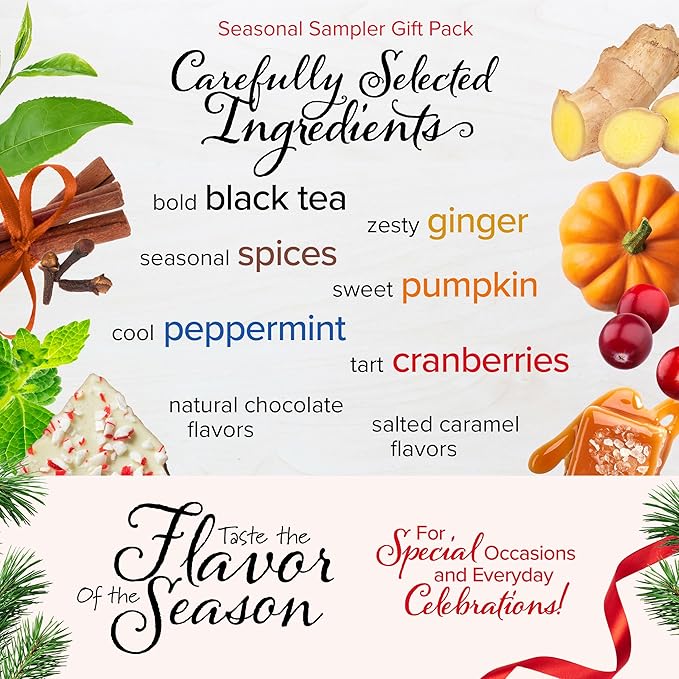 Bigelow Tea Seasonal Tea Collection, Caffeine Tea Variety Pack Gift Sampler, Holiday Tea Gift Set, 64 Count Box (Pack of 1), 64 Tea Bags Total - Bloomnest