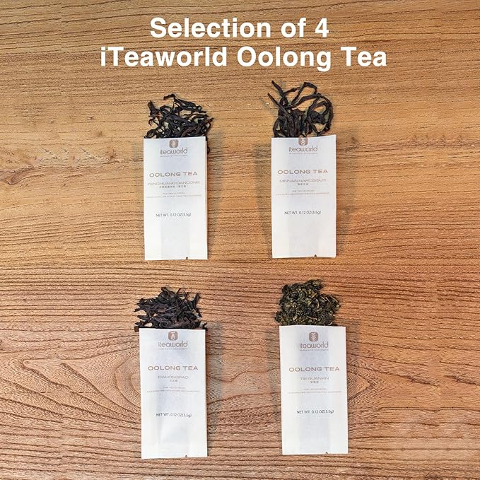 iTeaworld Oolong Tea Set 4 Flavors, Oolong Tea Sampler Loose Leaf, Flowery Aroma, No Sweetener, High to Low Caffeine, Up to 112 Cups, Whole Leaf, 2.1OZ - Bloomnest