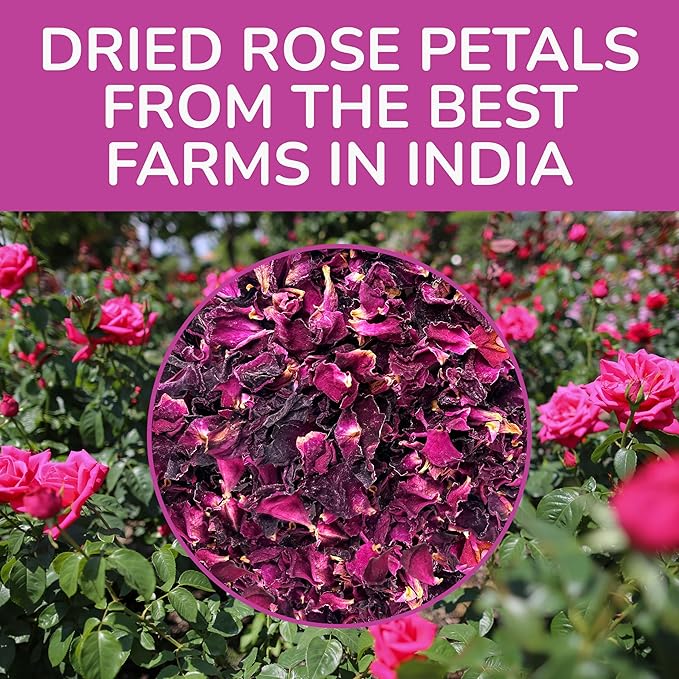 BREWIX, Pure Dried Rose Petals Loose Tea (25+ Cups,1.76oz/50g) Edible Flowers for Cocktails,Garnishing & Drinks, Tea,Baking,Desserts,Bread,Cake,Bath,DIY Skincare Edible Rose Petals in Resealable Bag - Bloomnest