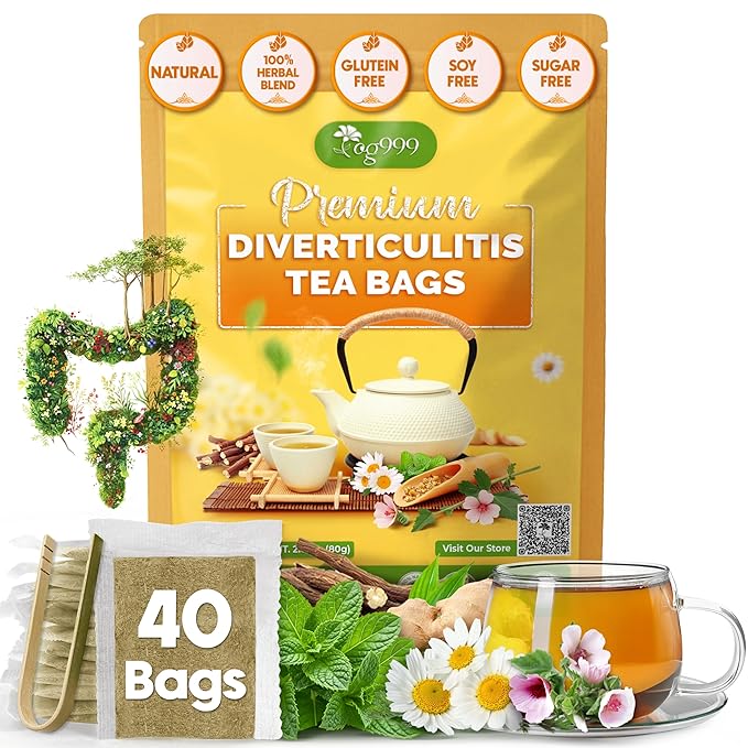 TOG999, Diverticulitis Tea Bags | 40 Count | 100% Natural Chamomile, Peppermint, Marshmallow Leaf, Wild Yam Root, Licorice & Ginger Herbal Blend – Caffeine-Free Comfort Tea, Vegan. - Bloomnest