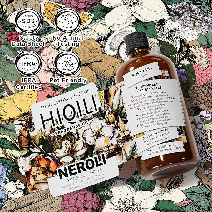 HIQILI Neroli Fragrance Oil for Candle, Soap and Perfume Making, Add to Body Lotion and Handcream, Essential Oil Diffuser Use - 5.07 Fl Oz - Bloomnest