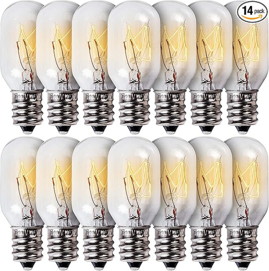 BlueStars 14 Packs E12 T20 15W Salt Rock Lamp Bulb 120V 2700K Warm White Light for Himalayan Salt Lamps & Baskets, Scentsy Plug-in & Wax Warmers, Night Lights - Bloomnest