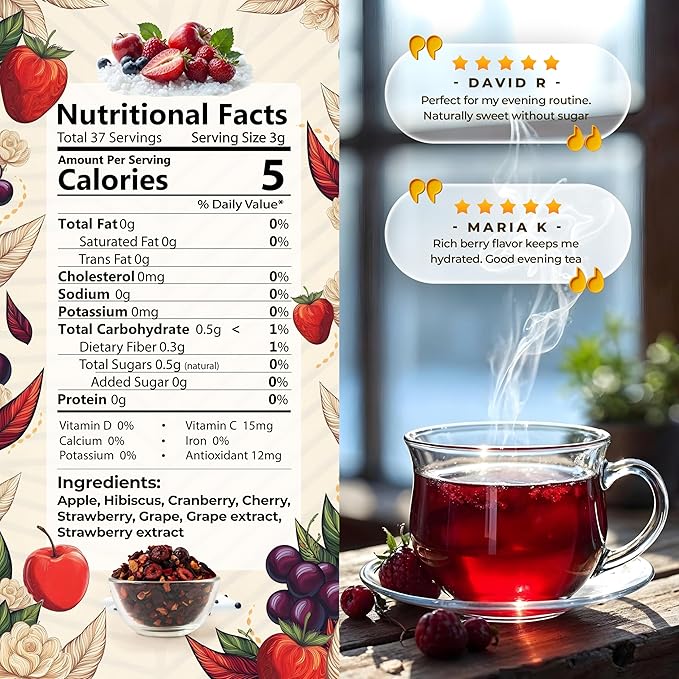 ENZO Tea Master Reserve - Alpine Wildberry (4oz) a Cherry Cranberry Secret Recipe | Mountain-Foraged Wild Berry Hibiscus | Loose Leaf Caffeine Free 37 Servings - Bloomnest