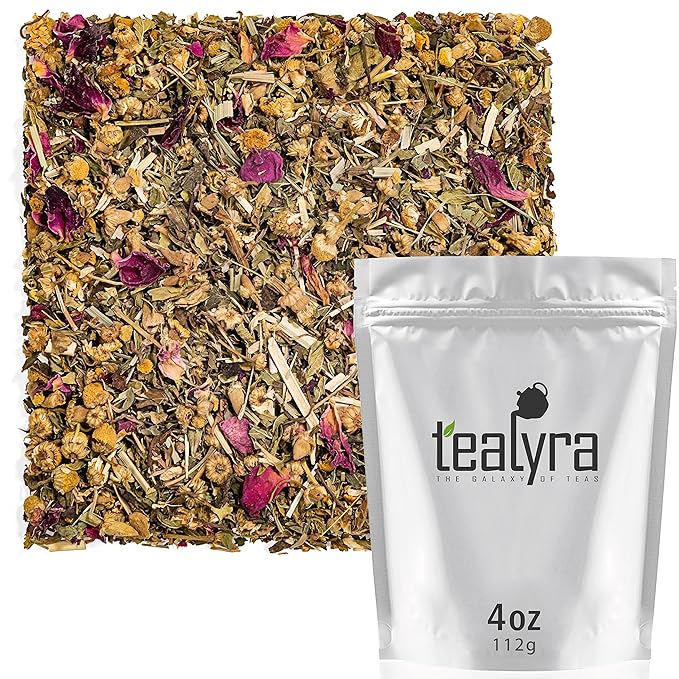 Tealyra - Bedtime - Chamomile - Spearmint - Hemp Leaves - Unique Relaxing Herbal Loose Leaf Tea - Sleep and Calm Tea - All Natural - 112g (4-ounce) - Bloomnest