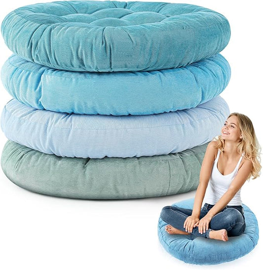 Jerify Floor Pillow Cushions 22 x 22 Inch Round Square Large Meditation Floor Pillow for Classroom Adult Meditation Picnic Party Cushion for Seating Gift Christmas(Round,Cold Colors,4 Pcs) - Bloomnest