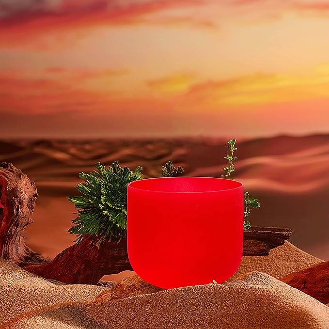 TOPFUND 7 inch Red C Note Crystal Singing Bowl Root Chakra Meditation Sound Healing