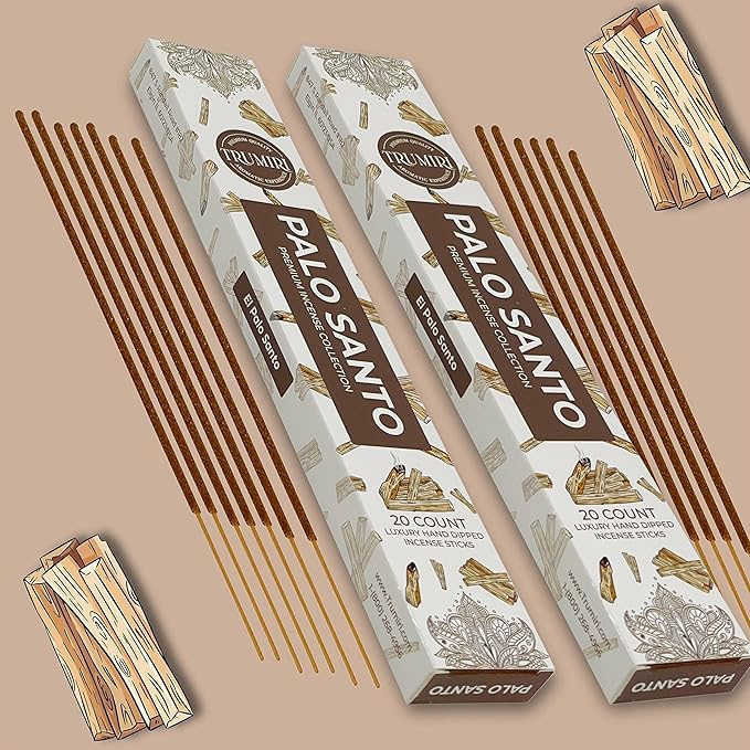 Palo Santo Incense Sticks - Incienso de Palo Santo - Total 40 Insence-Sticks - Dual Pack of 20 Insense - Inciensos - Inscents - Natural Non Toxic Ingredients - Incents - Incence TRUMIRI