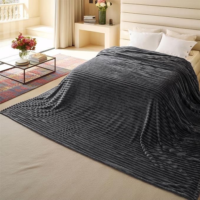 Bedsure GentleSoft Large Fleece Blanket for Bed - Cozy Soft Throw Blankets for Women, Cute Large Throws for Girls, Grey, 120x120 Inches - Bloomnest