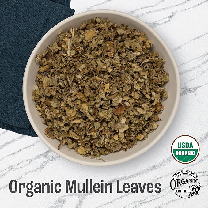J Mac Botanicals Organic Mullein Leaves (16 oz) Certified USDA Organic. Loose Leaf Mullein Herbal Tea - Bloomnest