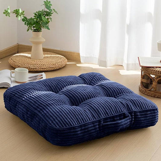 HIGOGOGO Washable Floor Pillow Cushion for Adults, Meditation Cushion Pillow, Large Square Floor Sitting, Removable Tufted Corduroy Cover, for Tatami Living Room or Yoga, 22x22 Inch, Machine Washable - Bloomnest