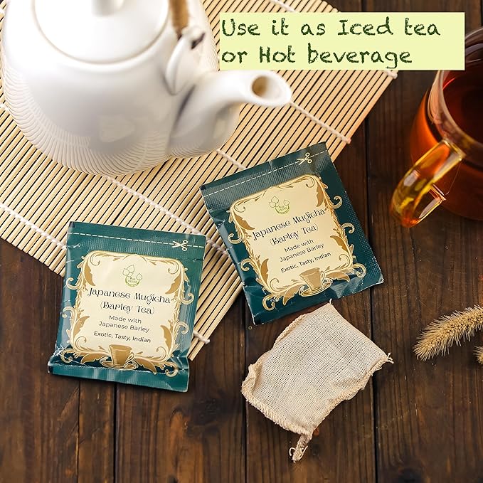 The Vedas Japanese Mugicha Iced Barley Tea | 100 cups of tea / 507 oz tea | Premium Natural Roasted Barley Grain - Mild Baking Type - Non-GMO - Caffeine-free - Damai Cha - Digestion Support & Rich in Nutrition| Iced Coffe Without Coffee | 15 Pitcher Co... - Bloomnest