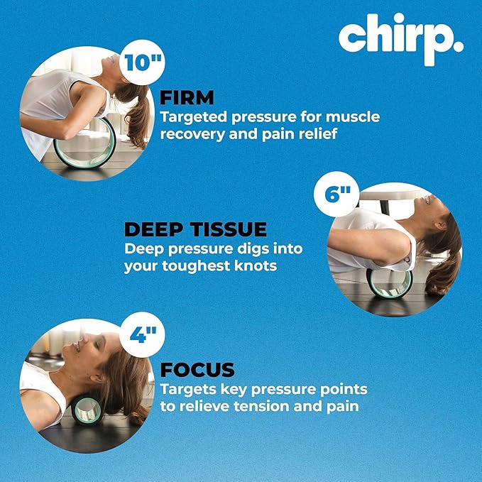 Chirp Wheel Foam Roller – Targeted Back & Neck Relief, Lumbar Spine Stretcher, Spinal Decompression Back Stretcher, Massage Roller with Density Foam for Physical Therapy, Supports 500lbs, 3-Pack Mint - Bloomnest
