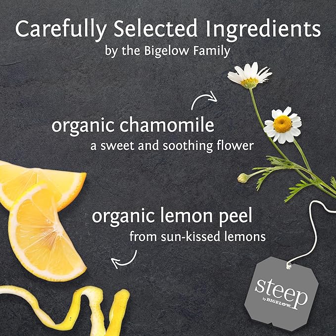 steep by Bigelow Organic Chamomile Citrus Herbal Tea, Caffeine Free, 20 Count (Pack of 6), 120 Total Tea Bags - Bloomnest