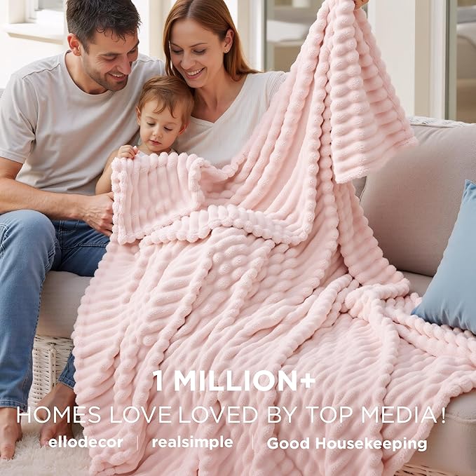 Bedsure GentleSoft Blankets Queen Size for Bed - Cozy Soft Blankets for Women, Cute Large Fleece Throws for Girls, Crystal Pink, 90x90 Inches - Bloomnest