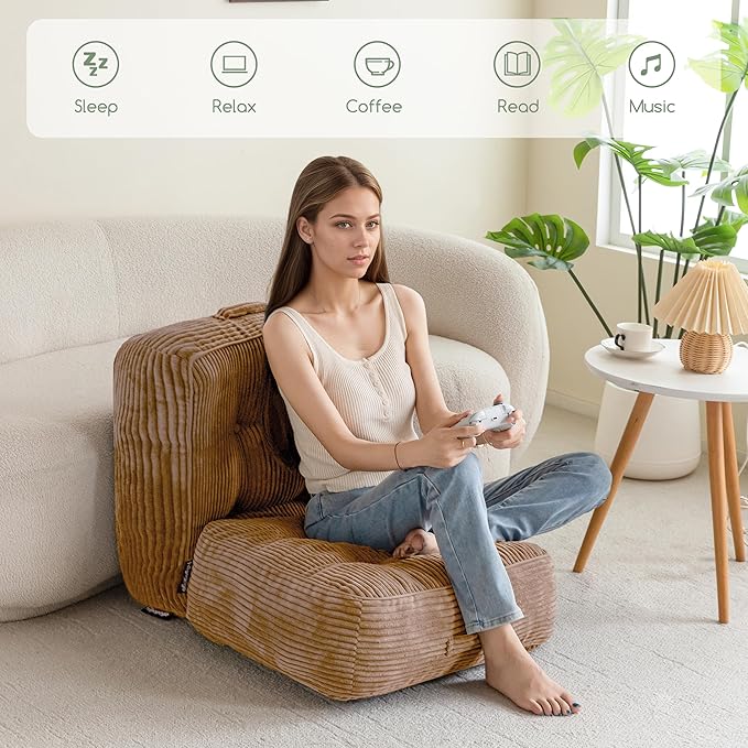 8" Washable Floor Pillow Cushion for Adults, Meditation Cushion Pillow, Large Square Floor Sitting, Removable Tufted Corduroy Cover, for Tatami Living Room or Yoga, 22x22 Inch, 2Pack, Machine Washable - Bloomnest