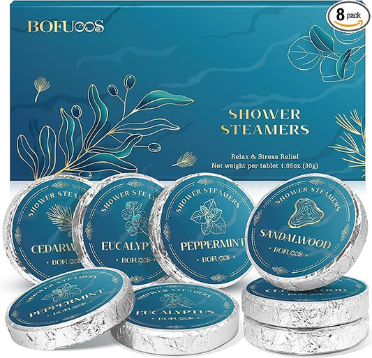 Shower Steamers Aromatherapy, Valentines Day Gifts for Him, Birthday Gifts for Men Boyfriend Dad Teen Boys, SPA Self Care Relax Natural Essential Oils Bath Bombs