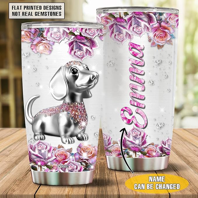 Personalized Dachshund Themed Gifts for Women, Girls, Wife, Daughter, Insulated Stainless Steel Tumbler, Mug, Cup, Water Bottle, Perfect for Christmas, Birthday, Mother's Day, Valentine - Bloomnest