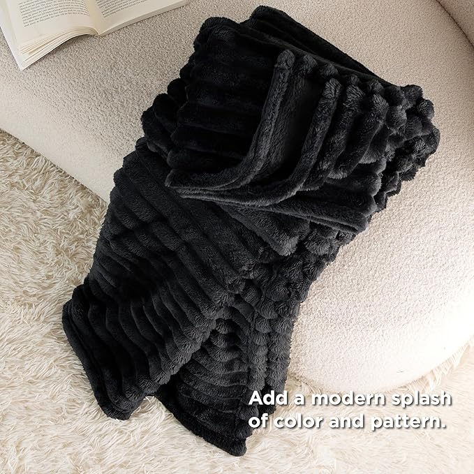 Bedsure GentleSoft Black Fleece Blanket for Couch - Cozy Soft Blankets for Women, Cute Small Throws for Girls, 50x70 Inches - Bloomnest