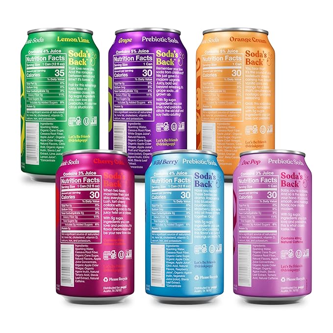 Poppi Sparkling Prebiotic Soda Beverage with Apple Cider Vinegar, Seltzer Water and Fruit Juice, Crowd Pleasers Variety Pack, 12 Fl Oz, Pack of 12, Packaging May Vary - Bloomnest