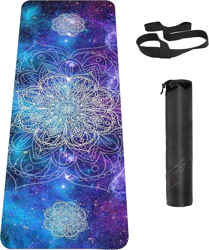 Non Slip Yoga Mat TPE Workout Mat for Men Women, Thick Workout Mat with Carrying Strap, Fitness Mats for Exercise, Yoga, Fitness, Pilates, Floor Workouts (72" x 24" x 6mm) - Bloomnest