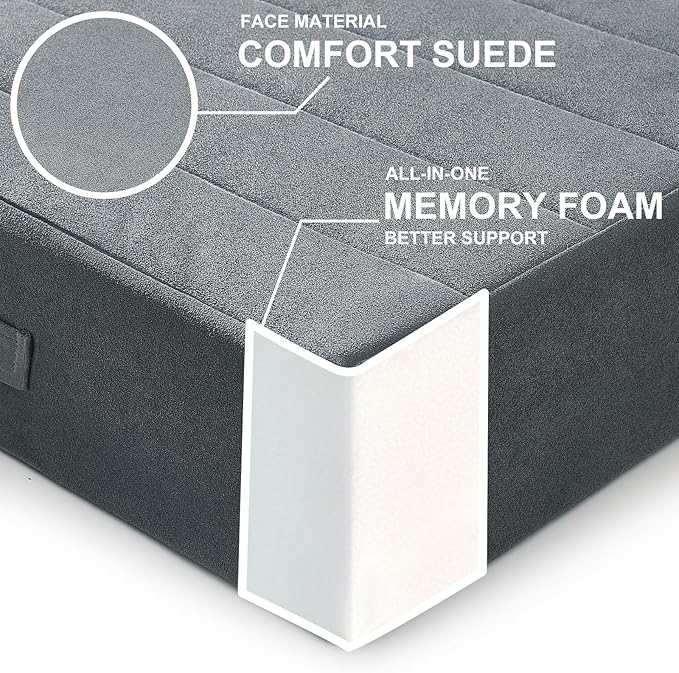 22 inches Floor Pillow for Adults - Large Meditation Cushion with Thick Foam & Soft Tufted Cover - Premium Outdoor Square Floor Cushion Seat - Yoga Pillows for Sitting On Floor - Dark Gray - Bloomnest