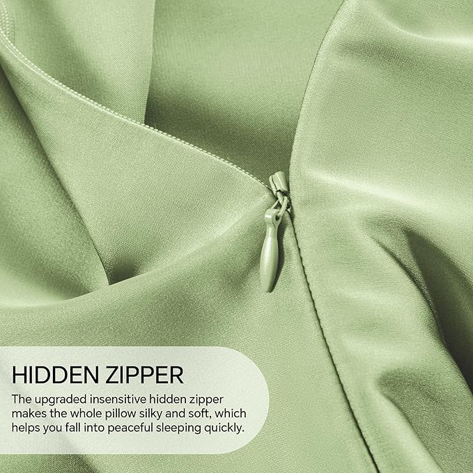 INFIIXSO Mulberry Silk Pillow Case King Size, Silk Pillowcase with Hidden Zipper 20"x36", Extraordinary Smooth and Soft Pillow Cases for Hair and Skin(Sage Green, 1 Pack) - Bloomnest