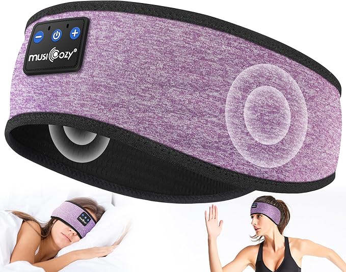 MUSICOZY Sleep Headphones Bluetooth 5.4 Headband, Wireless Earphones Music Sleep Earbuds Sleeping Eye Mask with HD Stereo Speakers for Workout Running Travel Yoga, Ideal Gifts for Women Men - Bloomnest