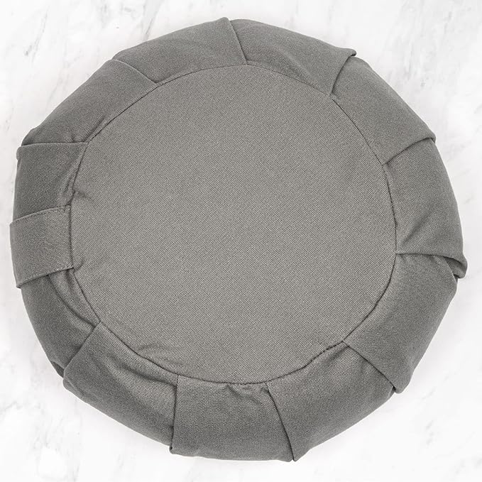 Myga Zafu Yoga Meditation Cushion with Washable Cover - Floor Cushion Pillow with Natural Buckwheat Filling - Soft Round Cotton Design for Meditating or Pranayama Exercises - Bloomnest