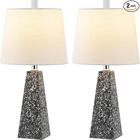 JONATHAN Y JYL1037C-SET2 Owen 20.5" Resin LED Table Lamp Contemporary, Office, Living Room, Family Room, Dining Room, Bedroom, Hallway, Foyer, Dark Gray Terrazzo (Set of 2) - Bloomnest