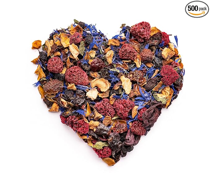 Loose Leaf Tea No Caffeine with Raspberry, Cornflower, Rosehip & Hibiscus (4oz.) – Fruit Tea Summer Herbal Infusion with Wild Berries - Bloomnest