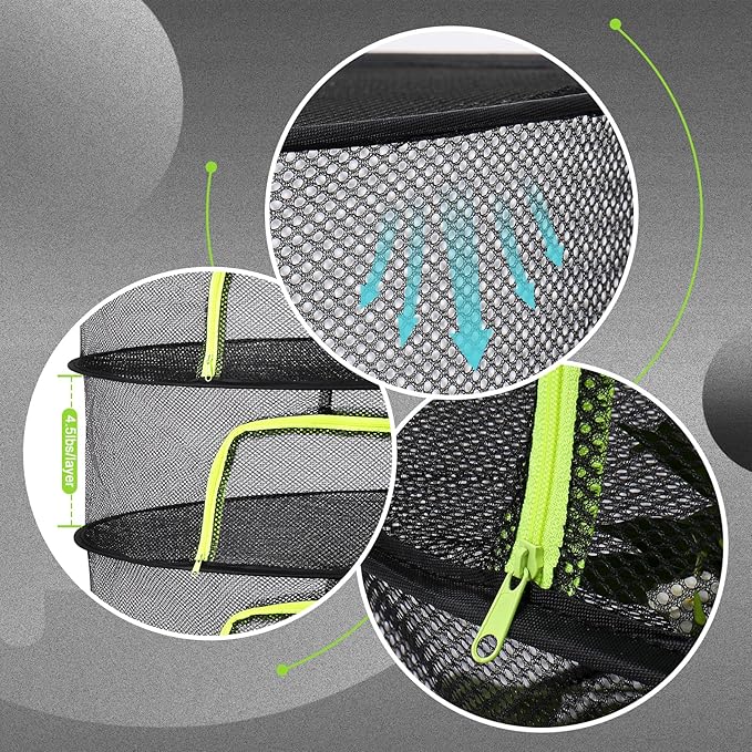 LUKETURE 4-Layer Hanging Herb Dryer Rack - with U-Zipper Mesh Net & Hook, Foldable Collapsible Drying Rack for Plants, Herbs, Flowers, Fish, Jerky, Laundry - Bloomnest