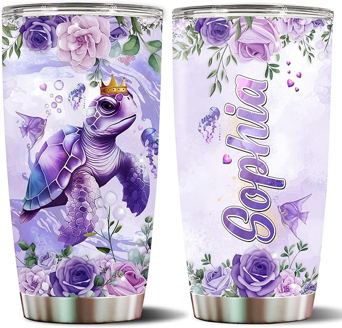 Personalized Turtle Gifts Sea Turtles Gift For Women, Girls Lover Coffee Cup Mug Travel Mugs 20oz Stainless Steel Thermos Tumbler With Lids (SEATURTLE) - Bloomnest