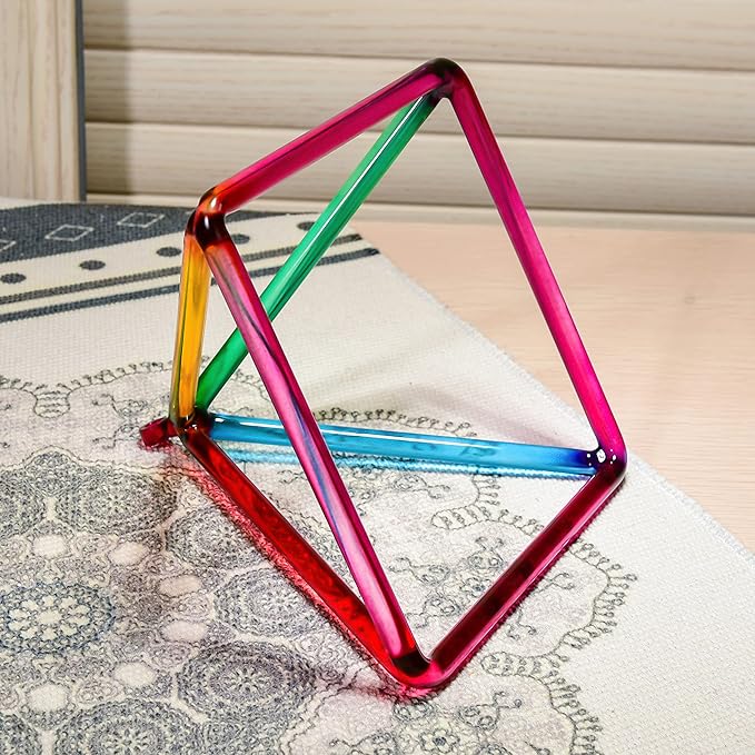 TOPFUND Rainbow Quartz Singing Pyramid 7 inch with Carrying Case and Quartz Suede Mallet