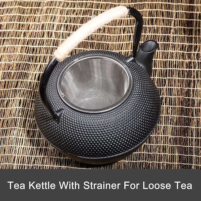 40.6oz Cast Iron Teapot, Japanese Tetsubin Tea Kettle for Stovetop Safe, Black Cast Iron Tea Kettle with Infuser for Loose Leaf, Tea Pot with Enameled Interior, Gift for Tea Lovers - Bloomnest