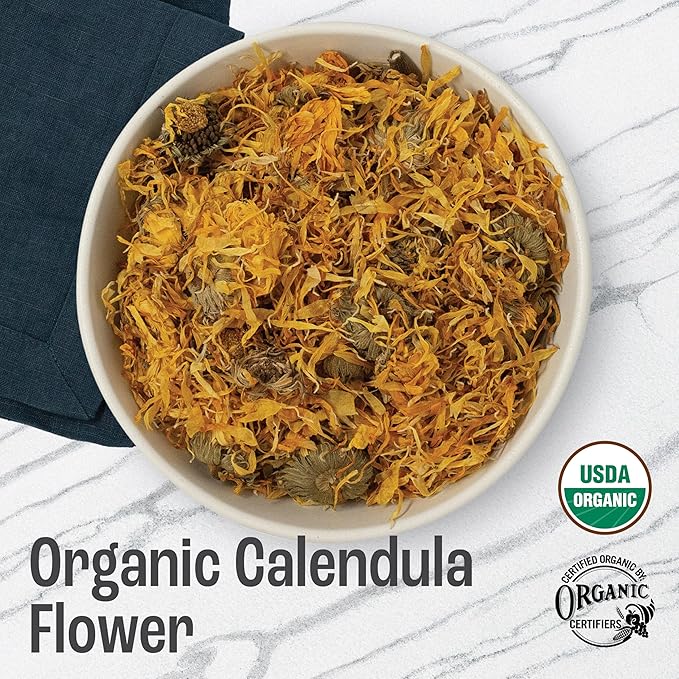 J Mac Botanicals, Organic Calendula Flower (16 ounce), whole dried flowers and petals, loose leaf tea, marigold flower, USDA Certified Organic. Great for loose leaf teas, cocktail bombs, salve - Bloomnest