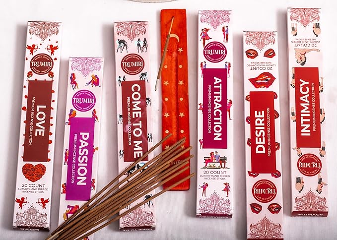 Trumiri Incense Sticks - Love Spell - Total 120 Insence-Sticks (20 Insense x 6 Incents) - Incienso Inscents-Sticks for Spell to Rekindle Call Attract New Fire of Love + Incense Holder - Bloomnest