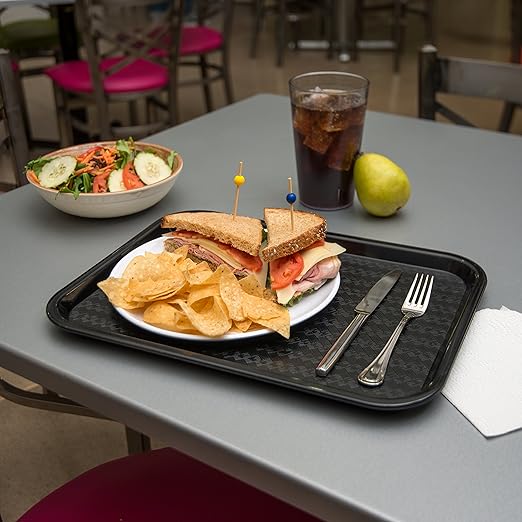Carlisle FoodService Products CFS CT121603 Cafe Standard Plastic Cafeteria/Fast Food Tray, NSF Certified, BPA Free, 16" Length x 12" Width, Black (Pack of 24) - Bloomnest