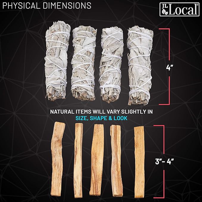 JL Local Smudge Kit Refill - White Sage & Palo Santo for Smudging, Healing, Purifying, Meditating & Incense JLLocal