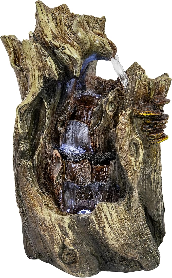 Sunnydaze Tabletop Water Fountain - 14 Inch Relaxing Indoor Desktop Water Fountain - Cascading Caves with LED Lights - Office, Bedroom, Living Room - Bloomnest