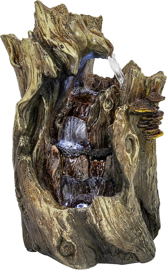 Sunnydaze Tabletop Water Fountain - 14 Inch Relaxing Indoor Desktop Water Fountain - Cascading Caves with LED Lights - Office, Bedroom, Living Room - Bloomnest