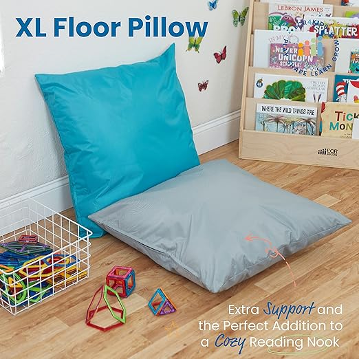 ECR4Kids Jumbo Floor Pillow, 27in, Flexible Seating, Light Grey - Bloomnest