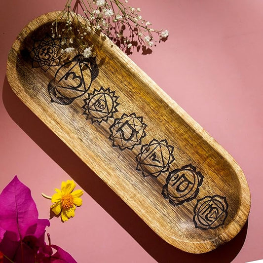 Hand Carved Incense Holder-Incense Burner/Ash Catcher/Handmade Wooden Insence Tray – Modern Gift Home/Room/Kitchen Décor Size 11x4x1.5 Inches