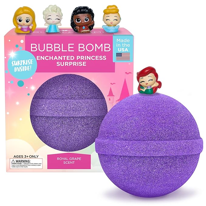 Princess Bath Bombs for Girls with Surprise Toys Inside (1 Pack) – Large Fizzy Bubble Bath Bomb for Kids - Princess, Mermaid, Fairytale Bath Toys – Fruity Scent, Skin-Safe, Made in USA by Two Sisters - Bloomnest
