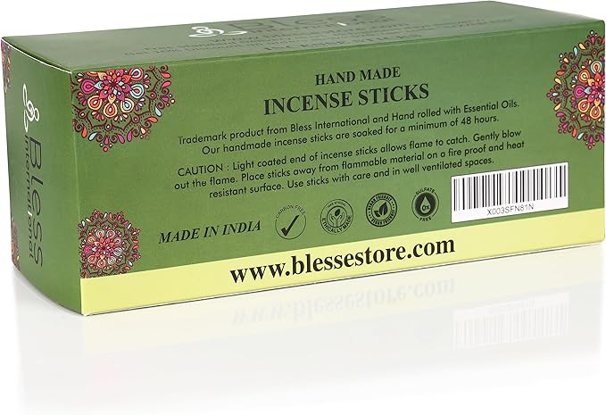 Bless-Opium 100%-Natural-Handmade-Hand-Dipped-Incense-Sticks Organic-Chemicals-Charcoal-Free Purification-Relaxation-Positivity-Yoga-Meditation Best-Woods-Scent (500 Sticks(26 OZ)) BlessInternational