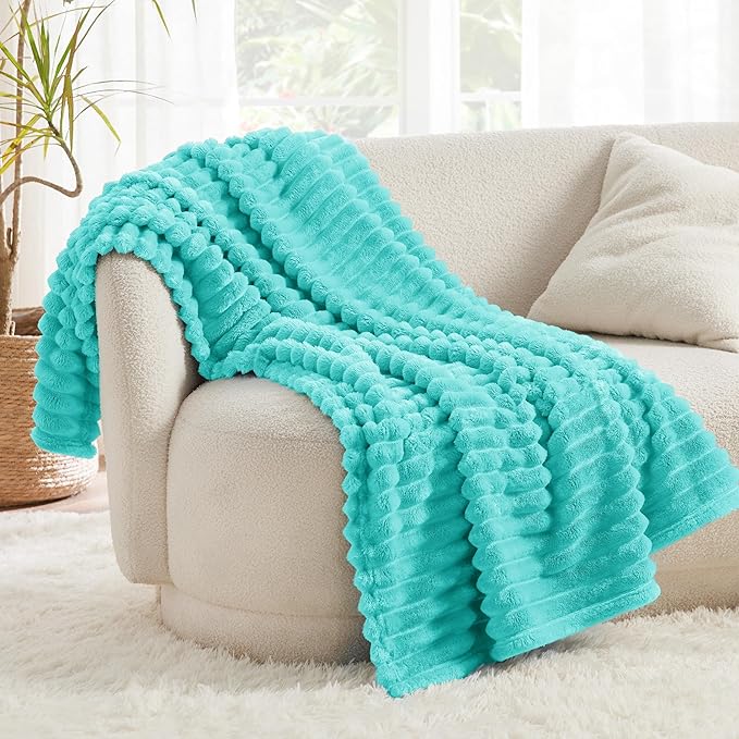 Bedsure GentleSoft Blue Fog Fleece Blanket for Couch - Cozy Soft Blankets for Women, Cute Small Throws for Girls, 60x80 Inches - Bloomnest